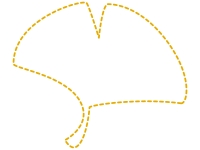 イチョウの葉の形の黄色の点線フレーム飾り枠イラスト