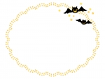 ハロウィン・コウモリと星の飾りの楕円形フレーム飾り枠イラスト