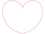 ハートの形のピンク色の点線フレーム飾り枠イラスト