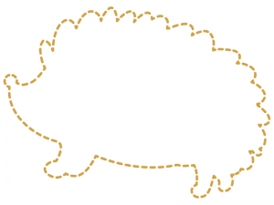 ハリネズミの形の黄色の点線フレーム飾り枠イラスト