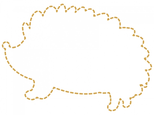 ハリネズミの形の黄色の点線フレーム飾り枠イラスト