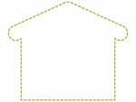 家の形の黄緑色の点線フレーム飾り枠イラスト