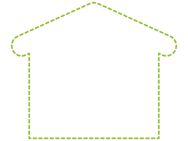 家の形の黄緑色の点線フレーム飾り枠イラスト 無料イラスト かわいいフリー素材集 フレームぽけっと