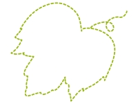 アイビー（蔦・ツタ）葉の形の黄緑色の点線フレーム飾り枠イラスト