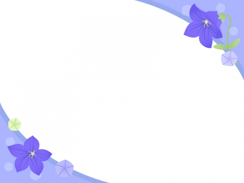 桔梗（キキョウ）の花の2隅のフレーム飾り枠イラスト