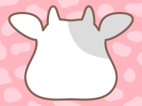 牛の顔の形と牛柄模様（ピンク色）のフレーム飾り枠イラスト