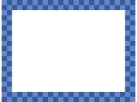 紺色の市松模様の四角フレーム飾り枠イラスト