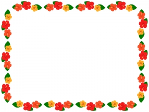ハイビスカスの花の囲みフレーム飾り枠イラスト