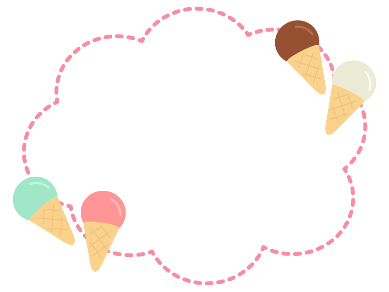 アイスクリームのピンク色点線もこもこフレーム飾り枠イラスト 無料イラスト かわいいフリー素材集 フレームぽけっと