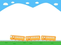 空と電車の上下フレーム飾り枠イラスト