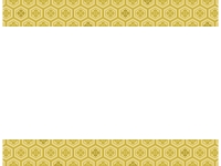 芥子色（からしいろ）の和柄・亀甲花菱の上下フレーム飾り枠イラスト