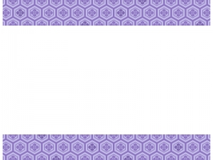 紫色の和柄・亀甲花菱の上下フレーム飾り枠イラスト