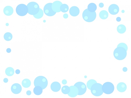 水色の泡の囲みフレーム飾り枠イラスト