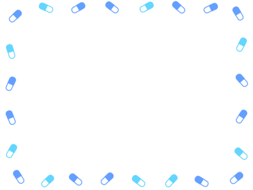 シンプルなカプセルの薬の青色系囲みフレーム飾り枠イラスト