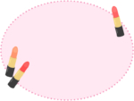 口紅のピンク色楕円点線フレーム飾り枠イラスト