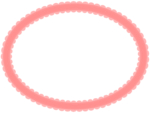 シンプルなレース模様（赤）の楕円フレーム飾り枠イラスト