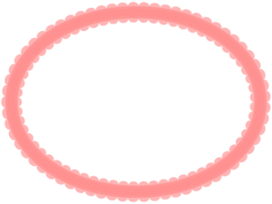 シンプルなレース模様（赤）の楕円フレーム飾り枠イラスト