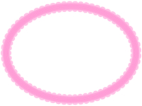 シンプルなレース模様（ピンク）の楕円フレーム飾り枠イラスト