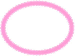 シンプルなレース模様（ピンク）の楕円フレーム飾り枠イラスト