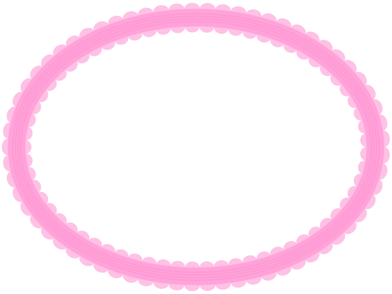 シンプルなレース模様 ピンク の楕円フレーム飾り枠イラスト 無料イラスト かわいいフリー素材集 フレームぽけっと