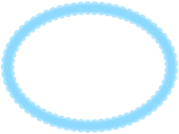 シンプルなレース模様（青）の楕円フレーム飾り枠イラスト