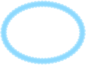 シンプルなレース模様（青）の楕円フレーム飾り枠イラスト