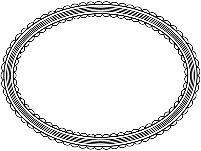 シンプルなレース模様 白黒 の楕円フレーム飾り枠イラスト 無料イラスト かわいいフリー素材集 フレームぽけっと