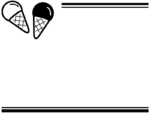 アイスクリームの白黒上下二重線のフレーム飾り枠イラスト