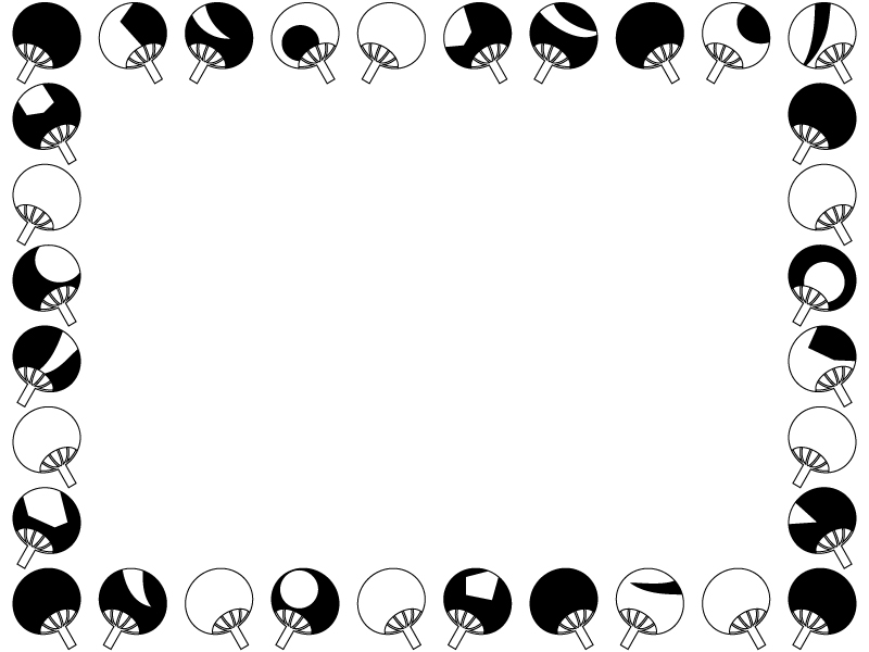 うちわの白黒囲みフレーム飾り枠イラスト 無料イラスト かわいいフリー素材集 フレームぽけっと