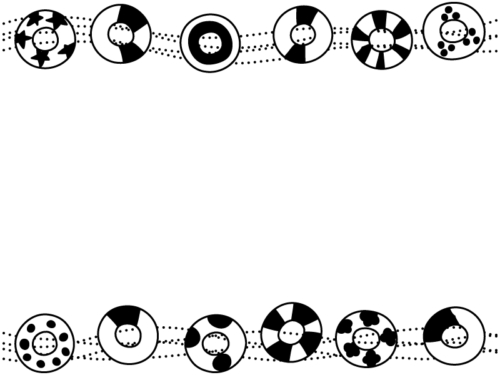 浮き輪の白黒上下フレーム飾り枠イラスト