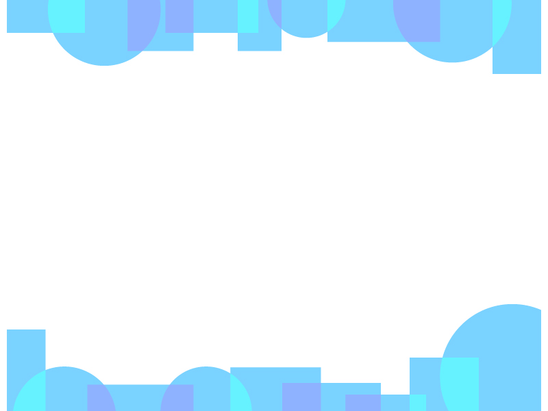 幾何学模様 丸と四角 青色 の上下フレーム飾り枠イラスト 無料イラスト かわいいフリー素材集 フレームぽけっと