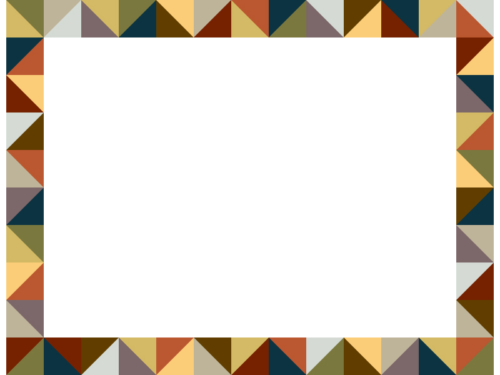 幾何学模様／アースカラーの三角四角の囲みフレーム飾り枠イラスト