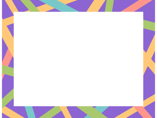 幾何学模様／カラフルなランダムの線の紫色フレーム飾り枠イラスト