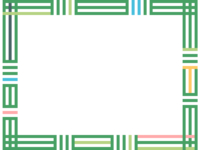 幾何学模様／組み合わせた線の緑色フレーム飾り枠イラスト