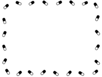 シンプルなカプセルの薬の白黒囲みフレーム飾り枠イラスト