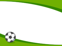 サッカーボールの緑色曲線上下フレーム飾り枠イラスト