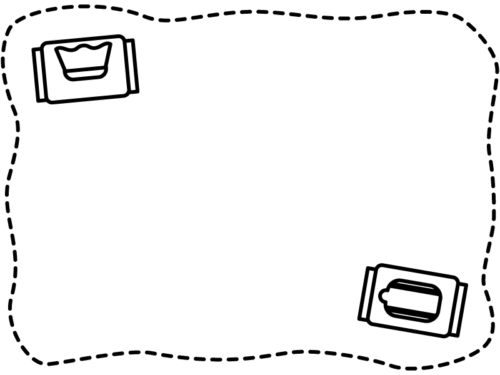 除菌シートの白黒手書き風点線フレーム飾り枠イラスト