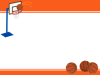 バスケットボールのゴールのオレンジ色上下フレーム飾り枠イラスト