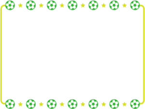 黄緑色のサッカーボールと星のフレーム飾り枠イラスト