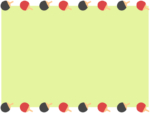 黒と赤の卓球のラケットの黄緑色上下フレーム飾り枠イラスト