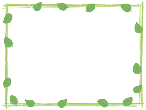 葉っぱと筆線の緑色囲みフレーム飾り枠イラスト