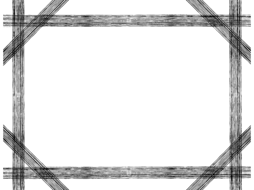 複数鉛筆線（白黒）のフレーム飾り枠イラスト