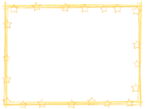 星と筆線の黄色囲みフレーム飾り枠イラスト