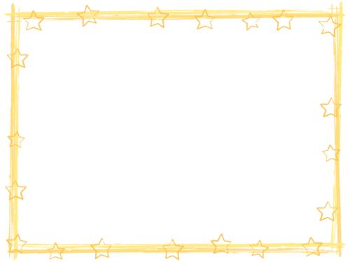 星と筆線の黄色囲みフレーム飾り枠イラスト