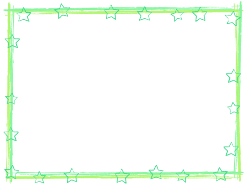 星と筆線の緑色囲みフレーム飾り枠イラスト