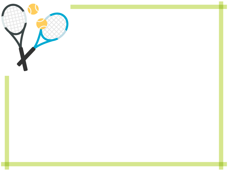 二本のテニスラケットの黄緑色フレーム飾り枠イラスト 無料イラスト かわいいフリー素材集 フレームぽけっと