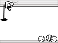 バスケットボールのゴールの横線上下フレーム飾り枠イラスト