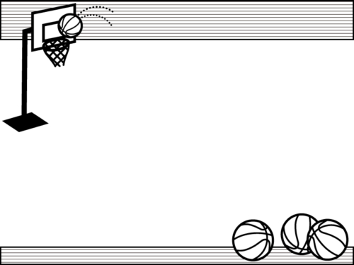 バスケットボールのゴールの横線上下フレーム飾り枠イラスト