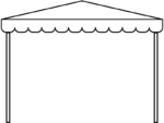 イベントテントの形の白黒フレーム飾り枠イラスト