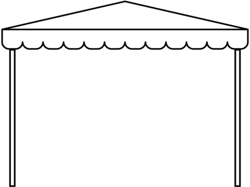 イベントテントの形の白黒フレーム飾り枠イラスト